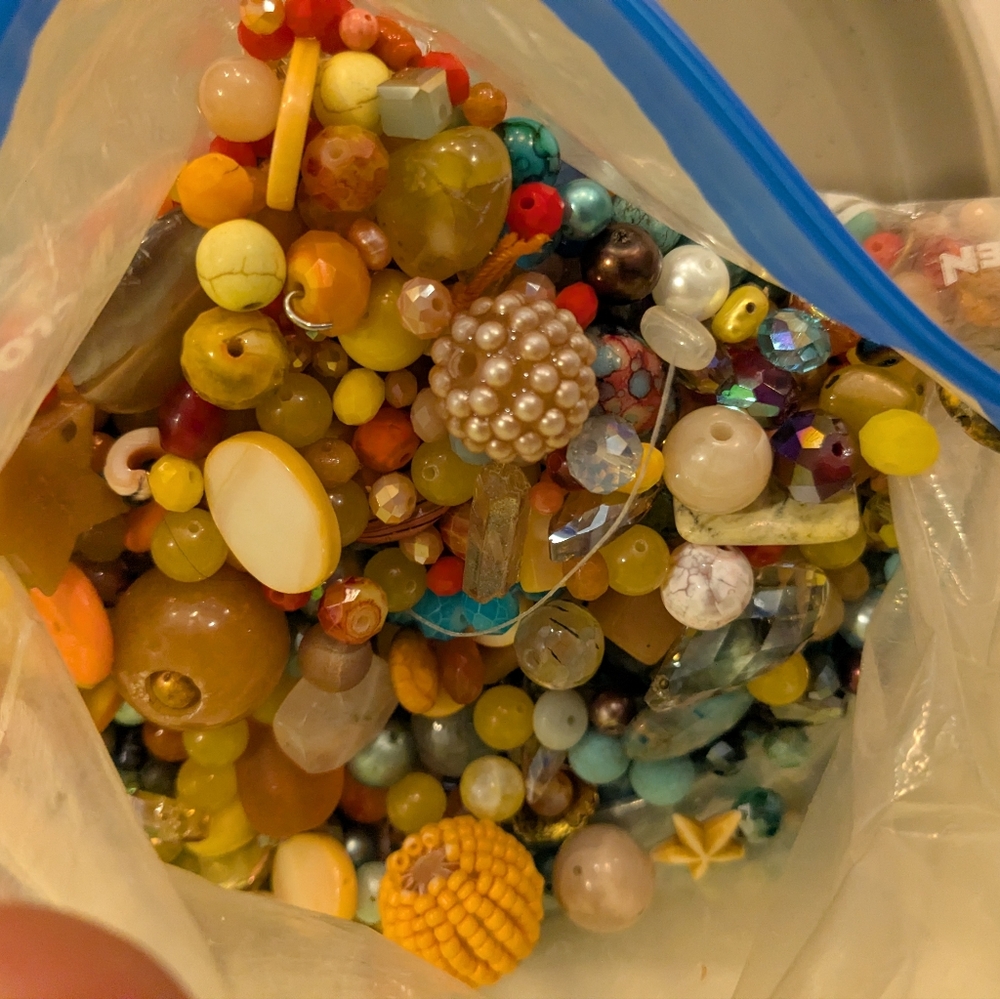Colorful Assorted Beads Collection Orange And Blue B38025